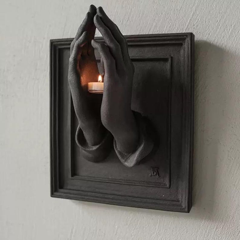 ✨Handmade "Praying Hands" Candle Holder & Wall Decor