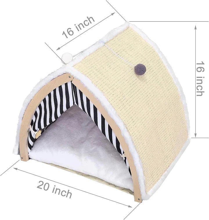 Cat House Tent Shape with Sisal Scratcher