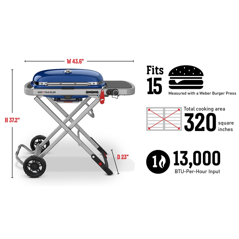 Weber Traveler 320-Sq. in Stealth Portable Liquid propane Grill