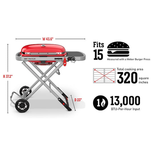 Weber Traveler 320-Sq. in Stealth Portable Liquid propane Grill