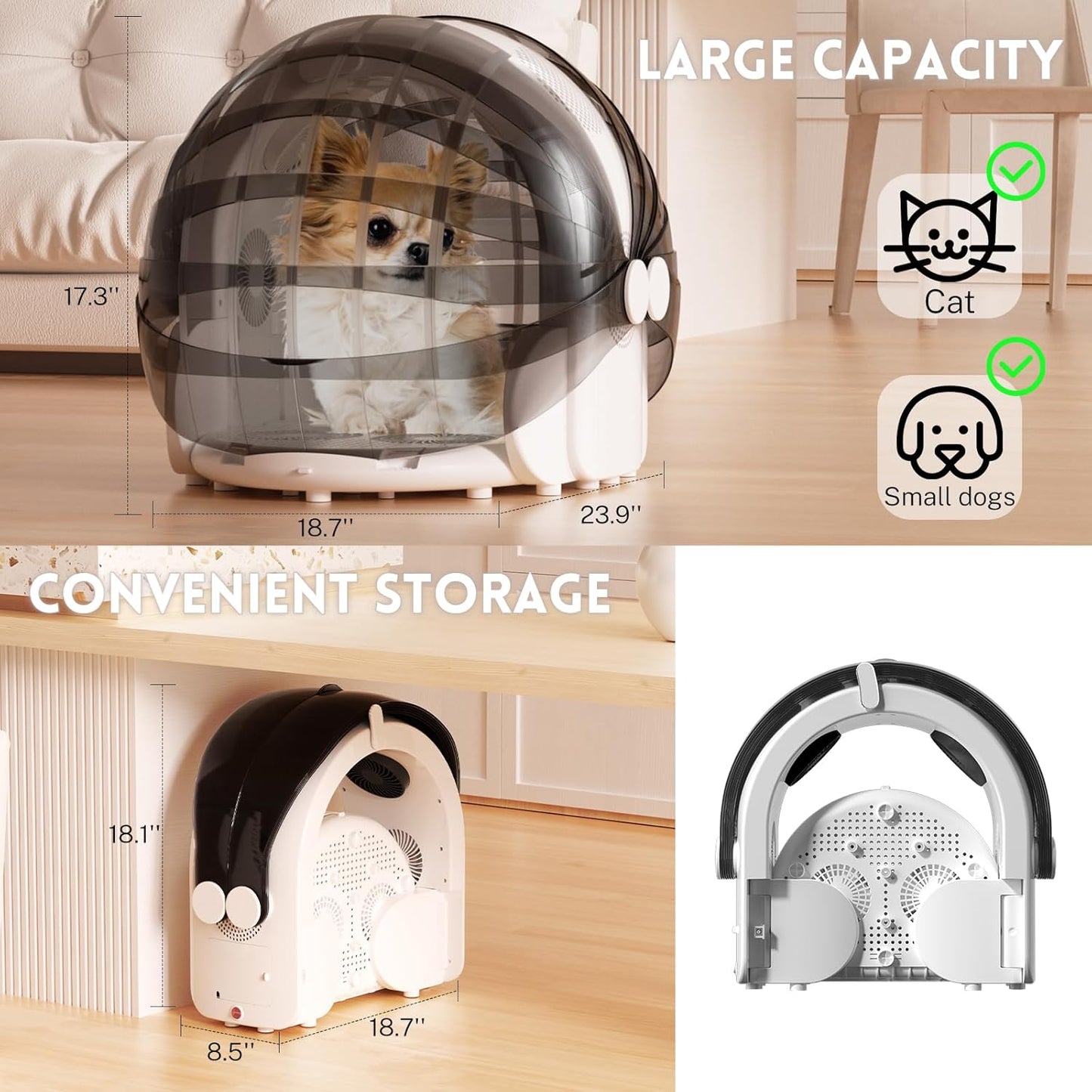 Foldable Automatic Pet Dryer Box for Cats and Small Dogs
