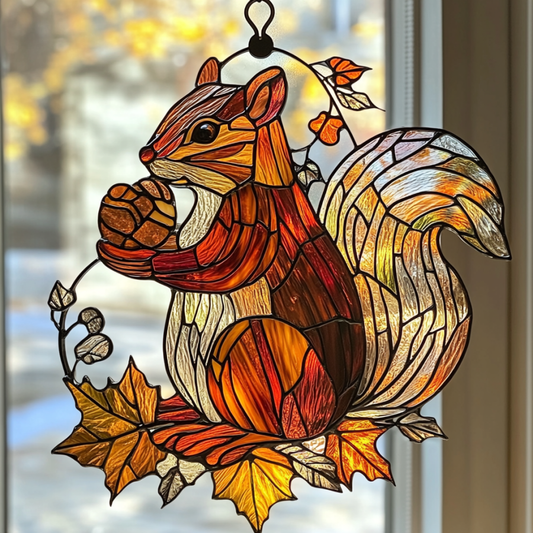 Grateful Harvest Squirrel - Window Hanging Suncatcher