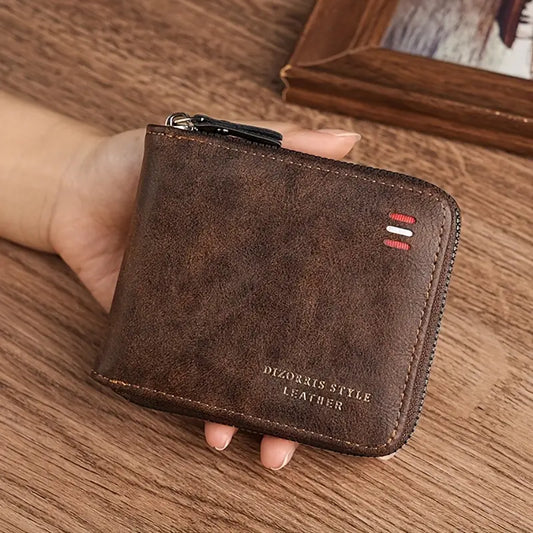 intage Style Men's Wallet with Zipper Multifunctional, Large Capacity,